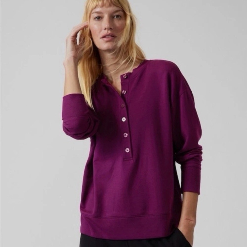 Athleta Women's Purple Balance Henley Sweatshirt